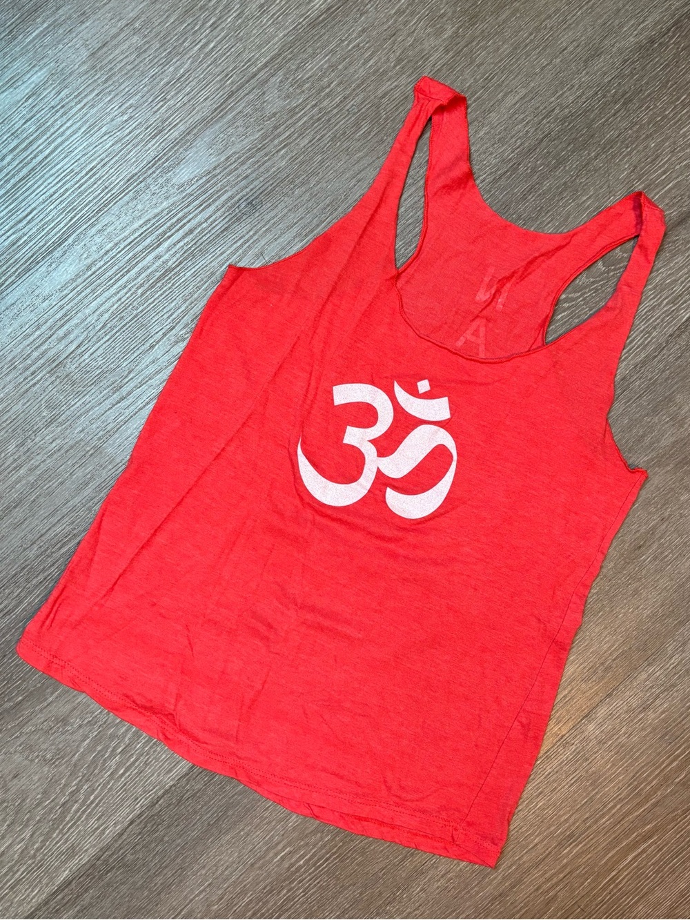 Red Racerback Yoga Tank Top with Om Symbol